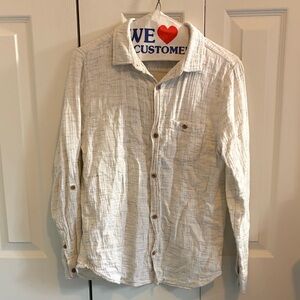 Lightweight Textured Button-Down Shirt in Off-White